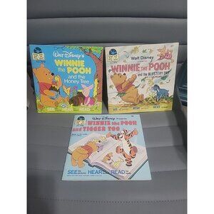 Winnie the Pooh  Walt Disney 33 1/3 Books With Records. Set Of Three